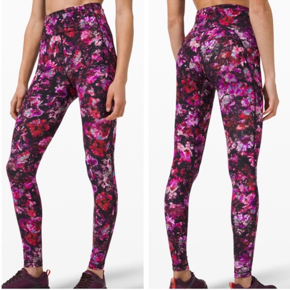 Lululemon Swift Speed High-Rise Leggings 28" Color: Fluoro Floral Multi Size 4